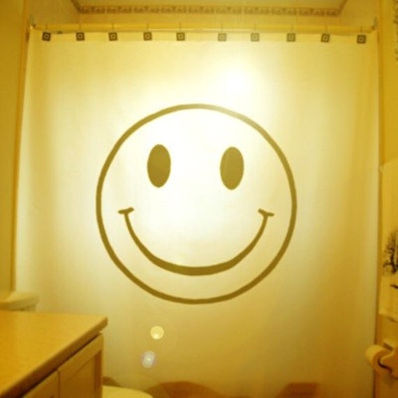 Smiley Face Shower Curtain happy face bathroom decor kids bath