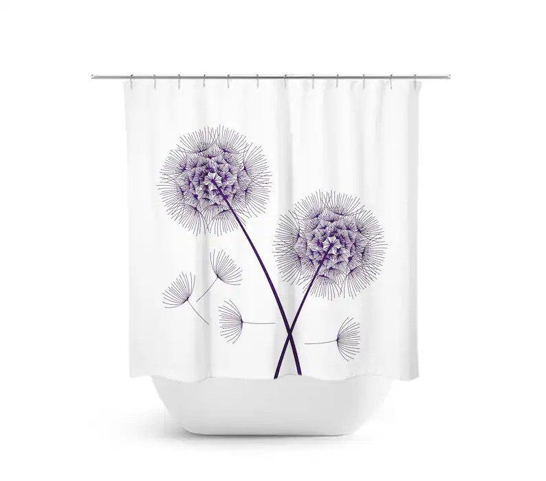 Dandelion Shower Curtain Farmhouse Bathroom Decor Flower Etsy