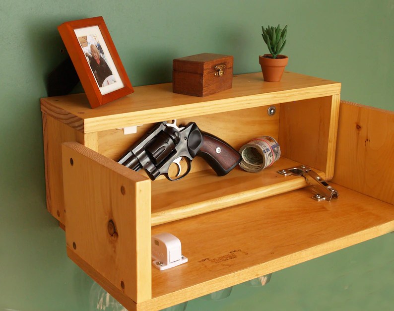 Locking Concealment Gun Shelf Hidden Compartment Etsy