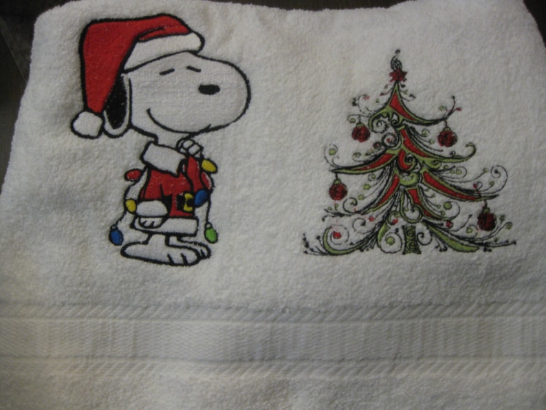 Snoopy Christmas Bath Towel Set Etsy