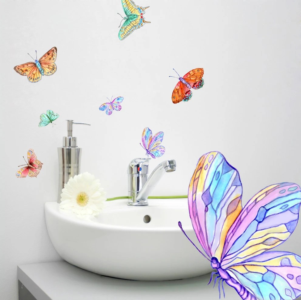 Butterfly Wall Decals 9set Bathroom Decor Decals for Etsy UK