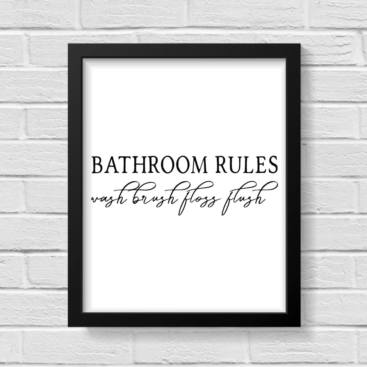 Bathroom Rules / Bathroom Wall Decor / Bathroom Wall Art / Etsy