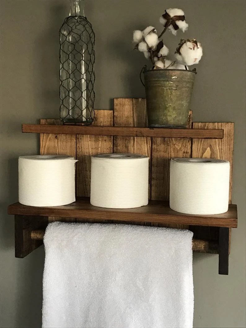 Wooden Shelves For Bathroom Wall Decor Towel Rack Hanging Shelf