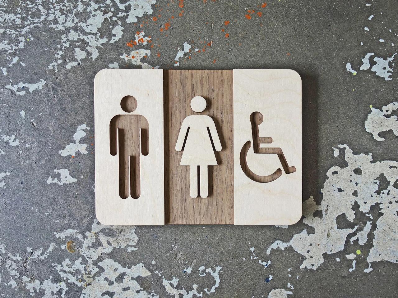 Unisex Restroom Sign Unique Bathroom Decor Modern Interior Etsy