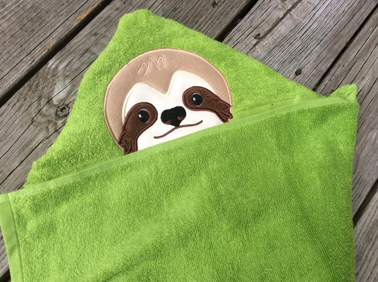 Sloth Personalized Hooded Towel Jungle Bathroom Decor Etsy