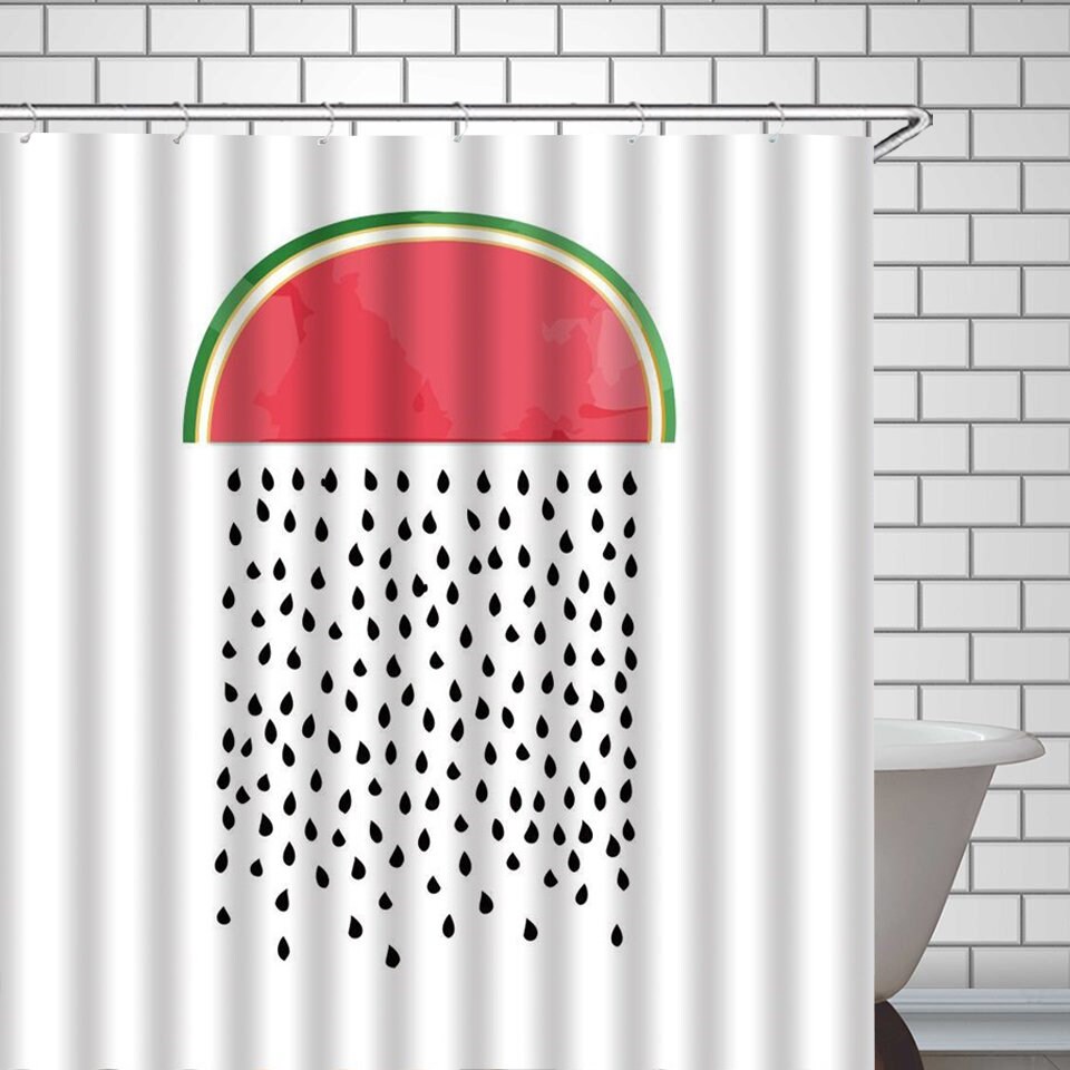 Watermelon Shower Curtain Modern Art Bathroom Decor Fruit Etsy