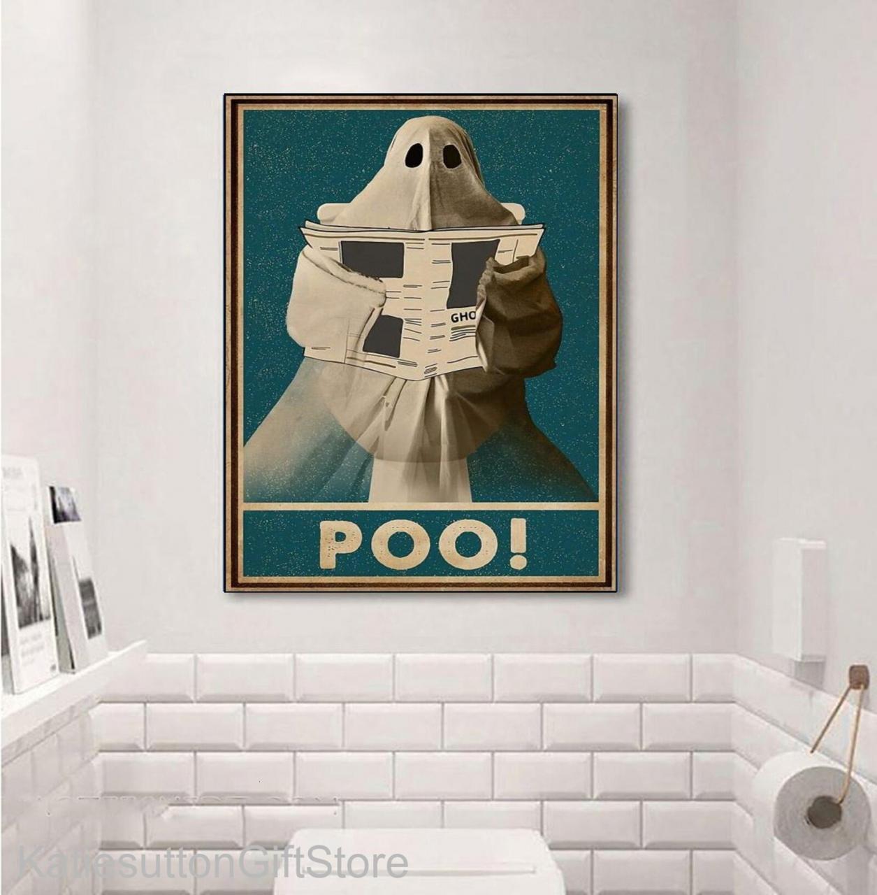 Poo Ghost Canvas Poster Bathroom Restroom Wall Toilet Decor Etsy