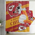Kansas City Chiefs Football Bathroom Rugs Shower Curtains Mat Etsy