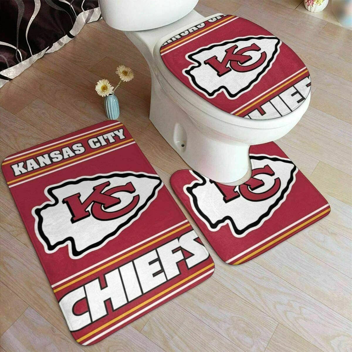 NFL Kansas City Chiefs Bathroom Rugs Set Chiefs Rug Carpets Etsy