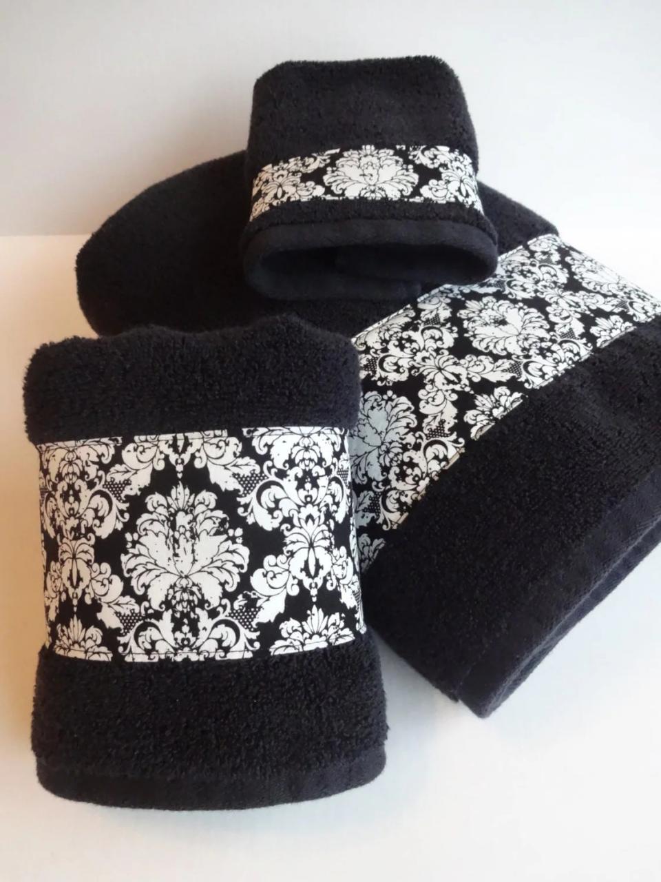 Black Damask Bath towels black damask black towels hand