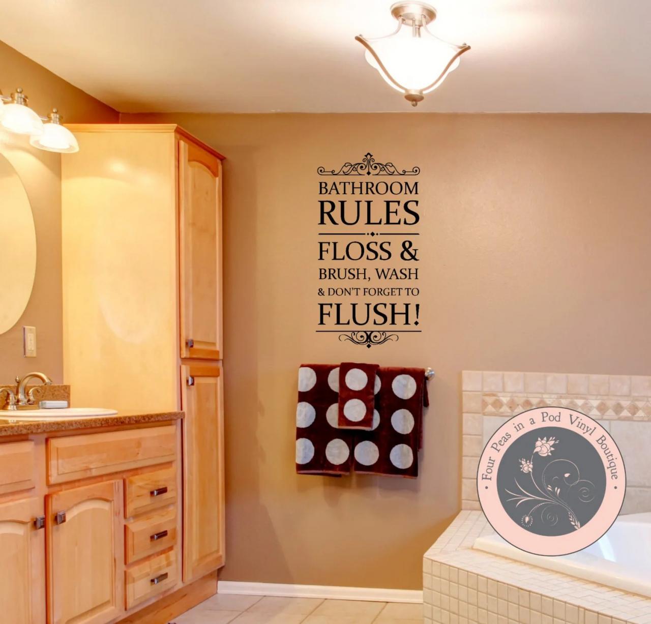 Bathroom Rules Wall Decal Bathroom Decor by AmandasDesignDecals