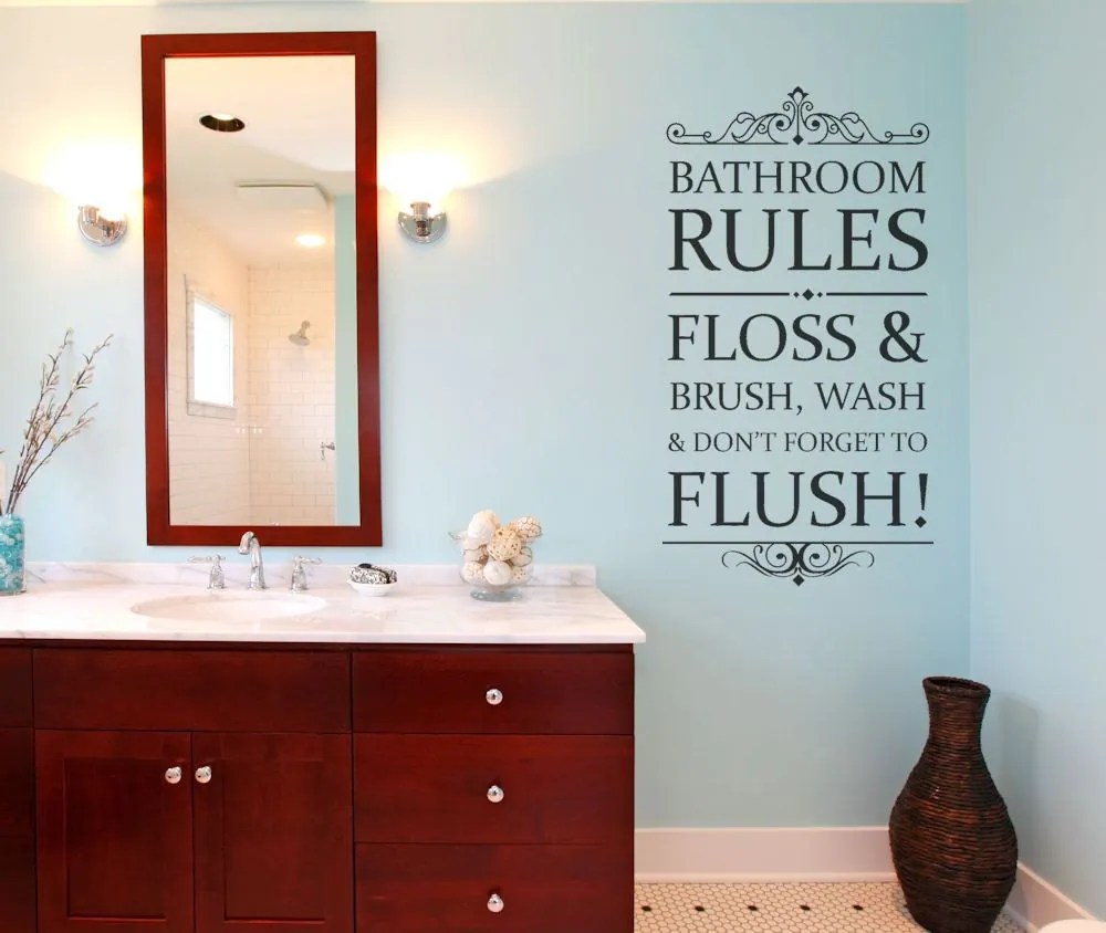 Bathroom Rules Wall Decal Bathroom Decor by AmandasDesignDecals