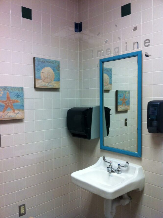 Rulers and Recess Redecorating Teacher Bathrooms