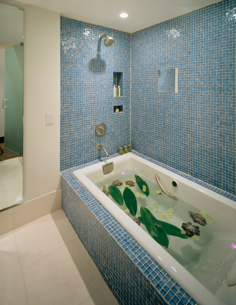 Iridescent Glass Tile Ideas Contemporary Bathroom Detroit by