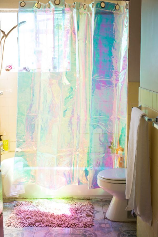 Holographic Bathroom Decor Iridescent Shower Curtain