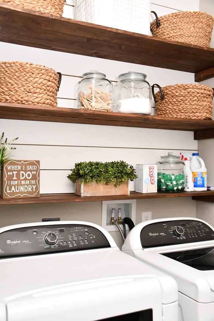 DIY Laundry Room Shiplap and Shelving How to Nest for Less™