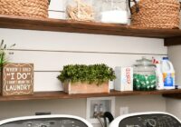 Laundry Room Shiplap and DIY Wood Shelves Easy Tutorial