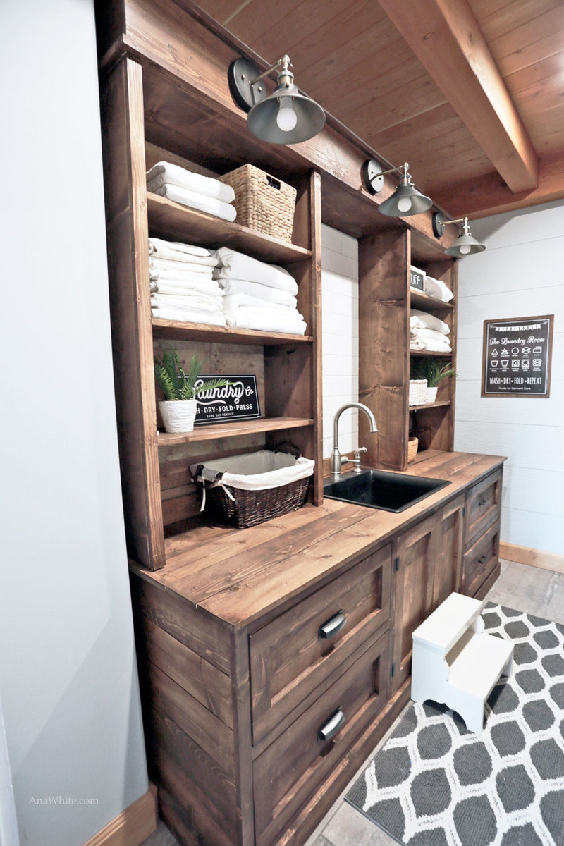 Rustic Laundry Room with Hutch Ana White