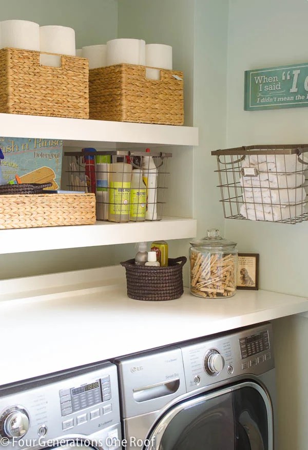 DIY Floating Shelves {laundry room} Four Generations One Roof