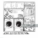 Line Interior Sketch Modern Laundry Room Black And White Drawing Stock
