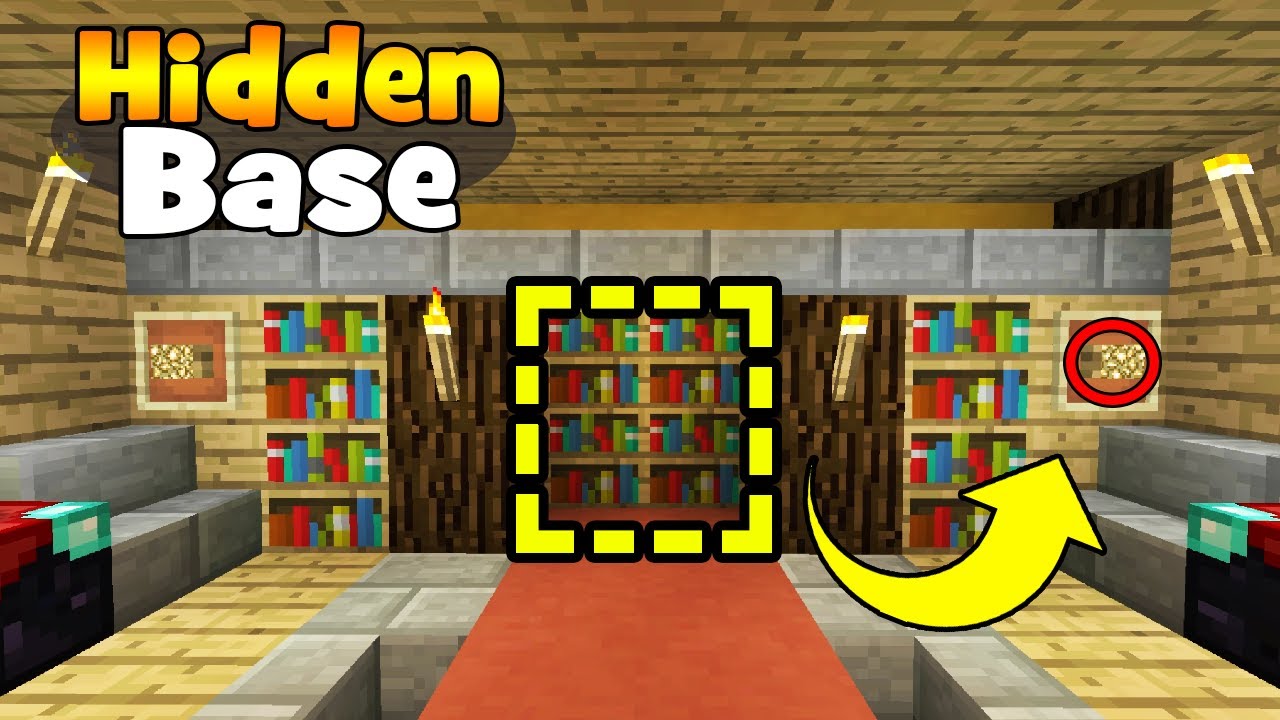 Minecraft Tutorial How To Make A Secret Library Base "Hidden Base