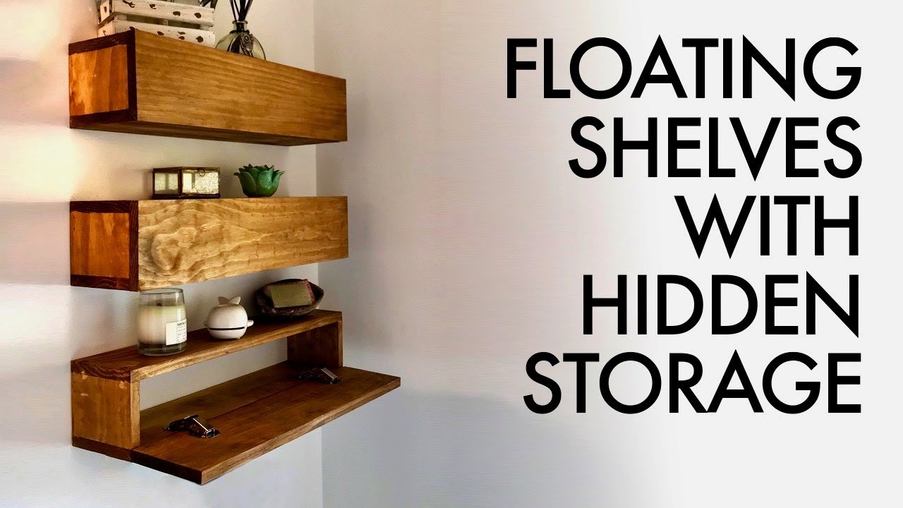 Floating Shelves With Hidden Storage Wooden Vintage