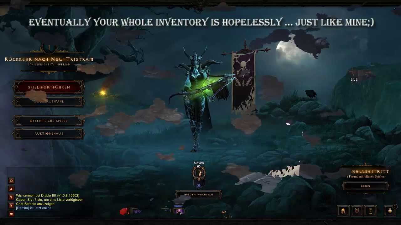 Diablo 3 Tutorial Not enough space in inventory??? Upgrade now up to