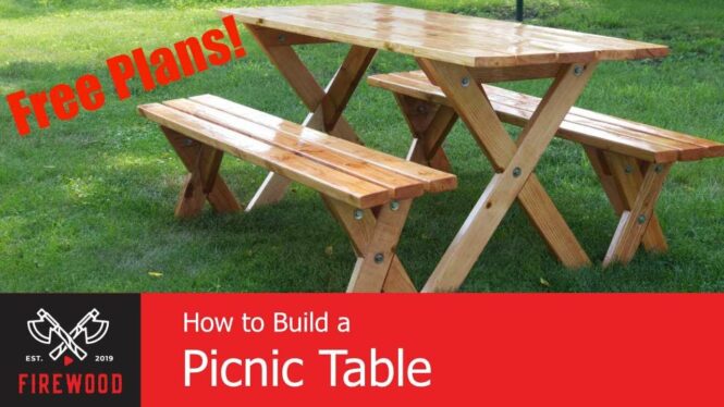 How to build a detached bench picnic table. Free Plans, easy beginner