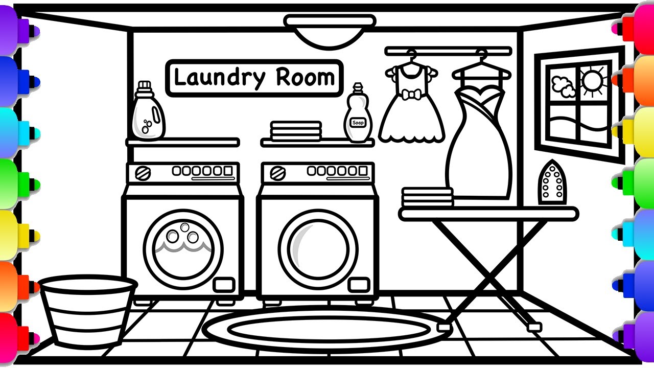 How to Draw a Laundry Room Visit Print and color