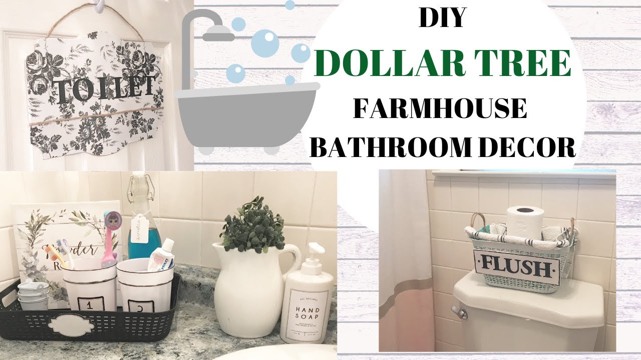 DIY BATHROOM DECOR/ DOLLAR TREE DIYS/ FARMHOUSE BATHROOM DECOR YouTube