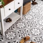 Bathroom 8.5mm Decorative Carpet Floor Tiles White And Black