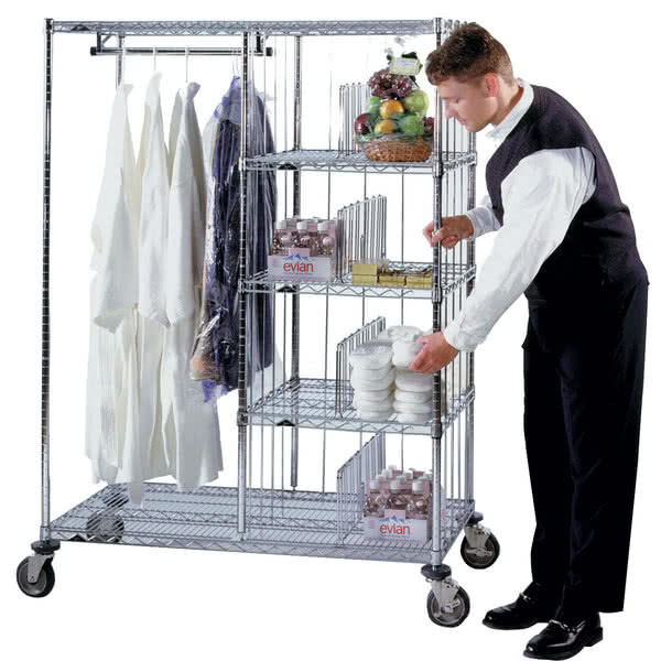 Laundry Hotel Cart Commercial Wire Shelving 24" x 48" x 60" , Steel