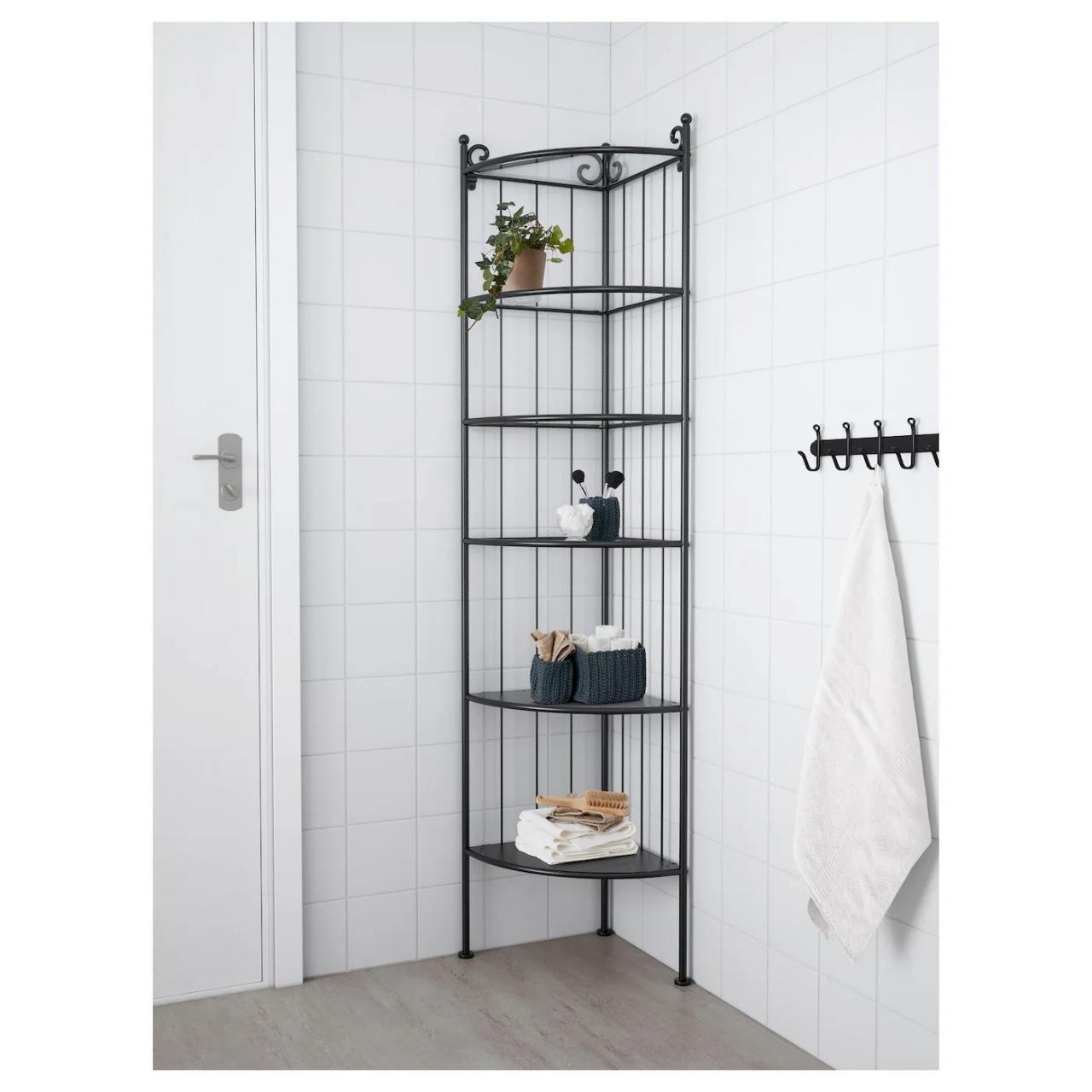 RÖNNSKÄR Corner shelf unit, black IKEA