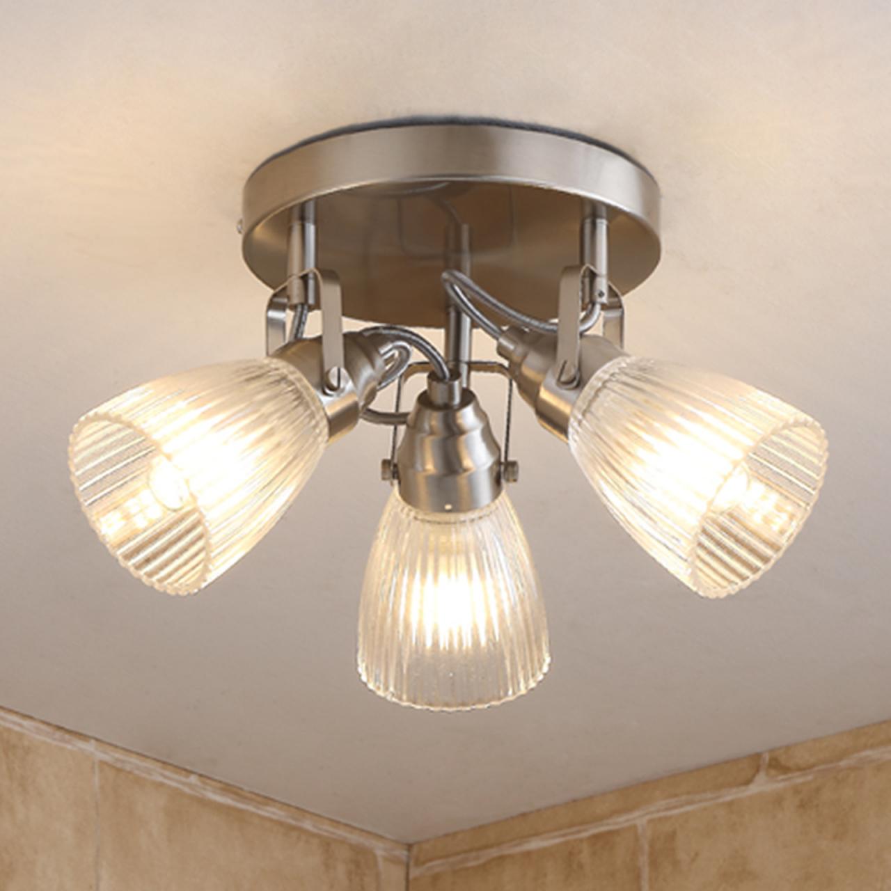 Round LED bathroom ceiling light Kara fluted glass Lights.co.uk