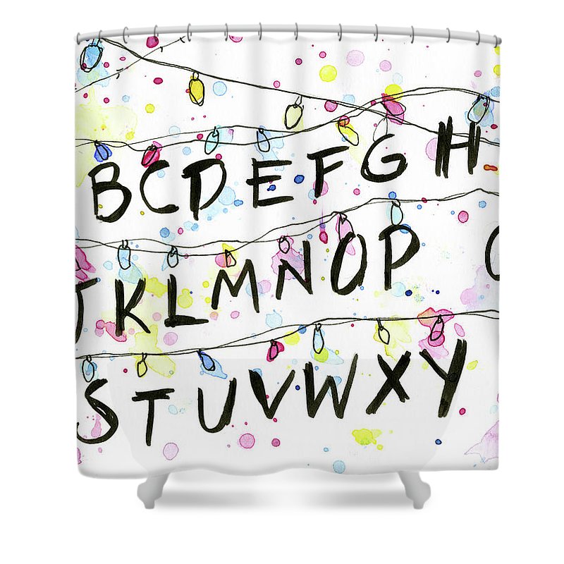 Stranger Things Alphabet Wall Christmas Lights Shower Curtain for Sale