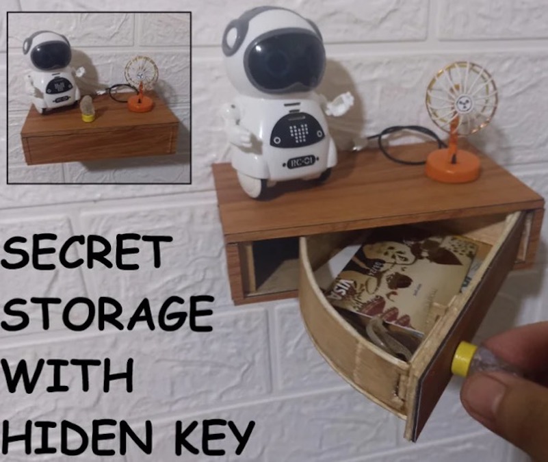 Secret Storage Unit With Hidden Key Free Woodworking